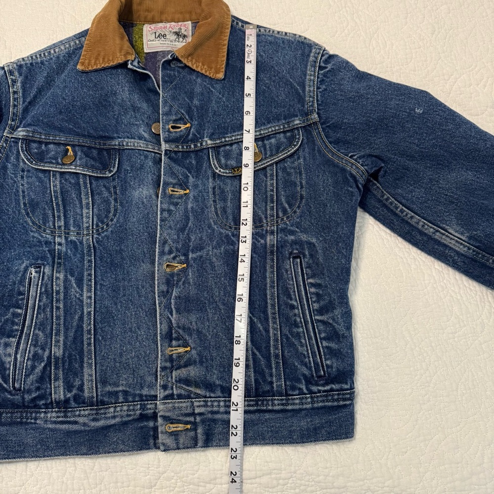 Vintage Lee Storm Rider Denim Jacket with Tan Corduroy Collar and Blanket Lined - Picture 13 of 16